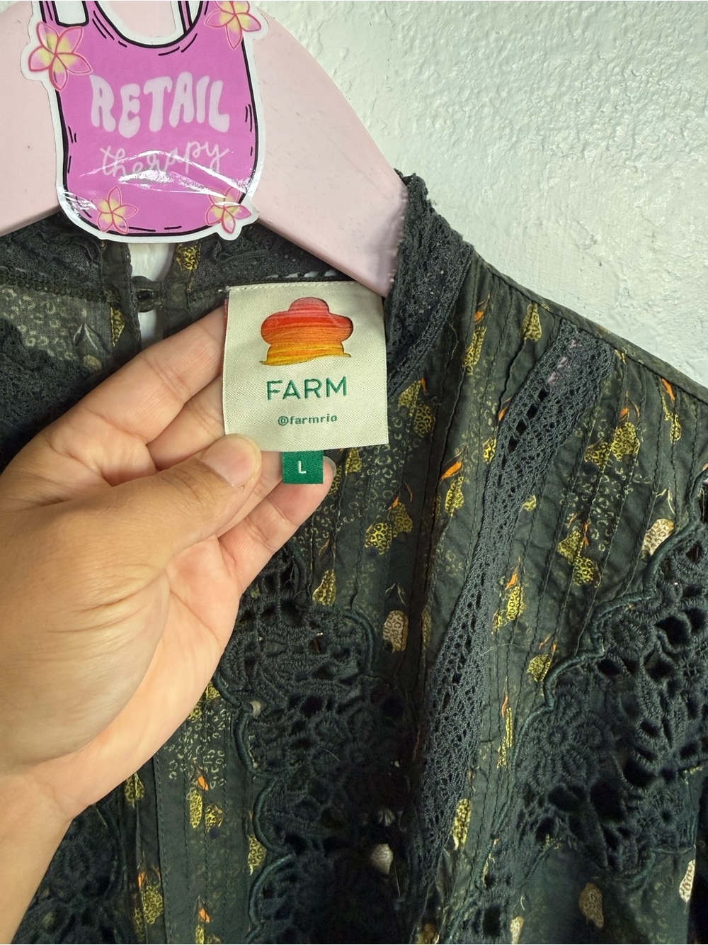 Farm Rio Military Cashew Puff Sleeve Tunic Dress - Picture 6 of 7